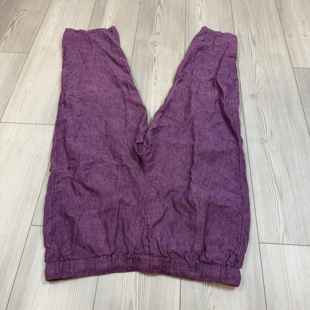 Coldwater Creek Deep Plum Cropped Linen-Blend Pants - Picture 8 of 11